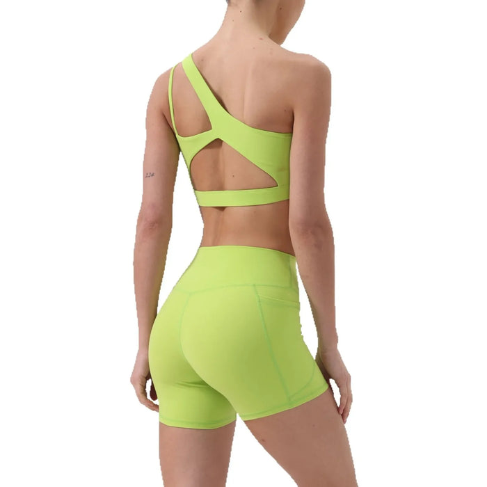 Asymmetrical Shoulder Sports Bra for Yoga and Running