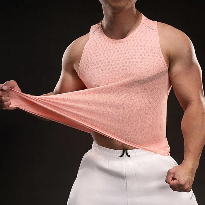 Men's Ice Silk Sleeveless Sports Vest – Quick-Dry, Breathable Gym Running Tank