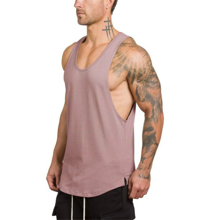 Men's Essentials Plain Stringer Vest - Flamin' Fitness
