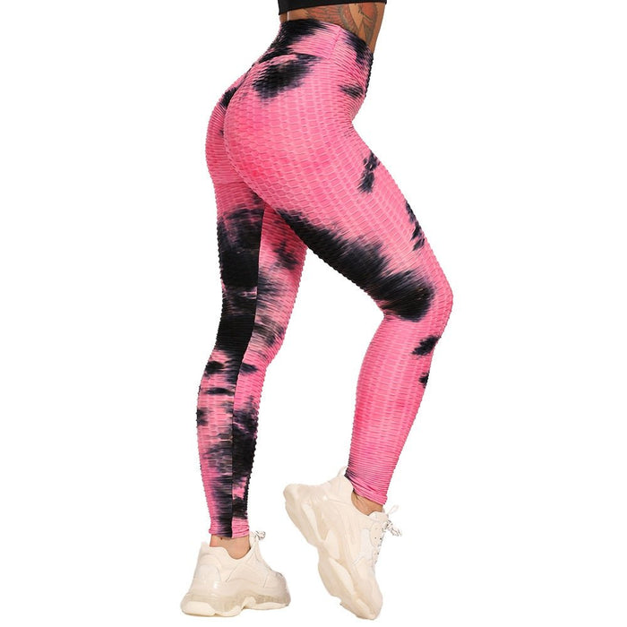 Tie-Dye Honeycomb Anti-Cellulite Gym Leggings - Flamin' Fitness