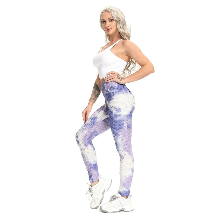 Tie-Dye Honeycomb Anti-Cellulite Gym Leggings - Flamin' Fitness