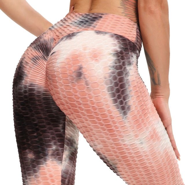 Tie-Dye Honeycomb Anti-Cellulite Gym Leggings - Flamin' Fitness