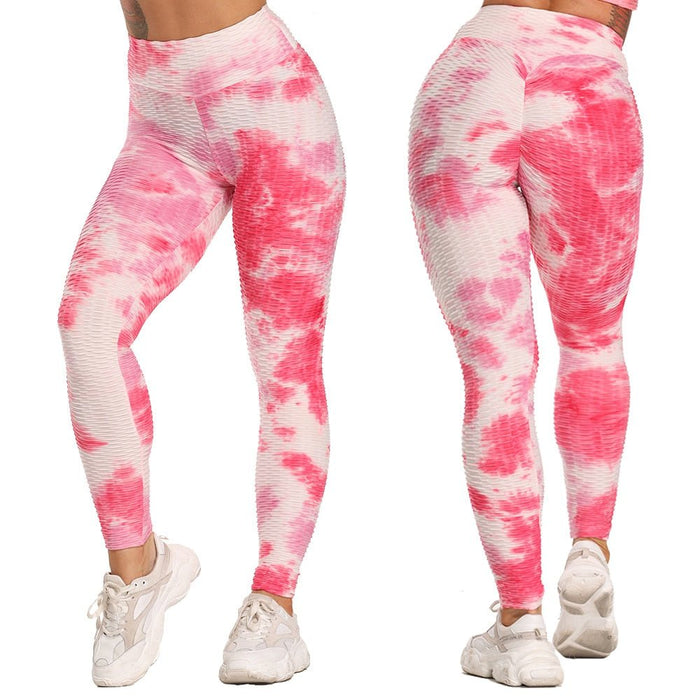 Tie-Dye Honeycomb Anti-Cellulite Gym Leggings - Flamin' Fitness