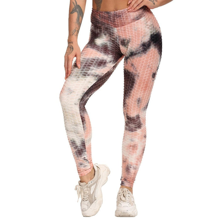 Tie-Dye Honeycomb Anti-Cellulite Gym Leggings - Flamin' Fitness