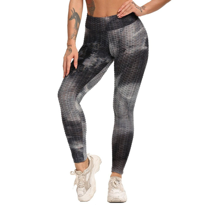 Tie-Dye Honeycomb Anti-Cellulite Gym Leggings - Flamin' Fitness