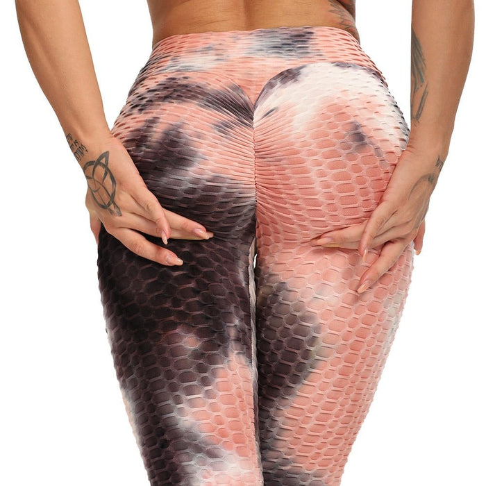 Tie-Dye Honeycomb Anti-Cellulite Gym Leggings - Flamin' Fitness