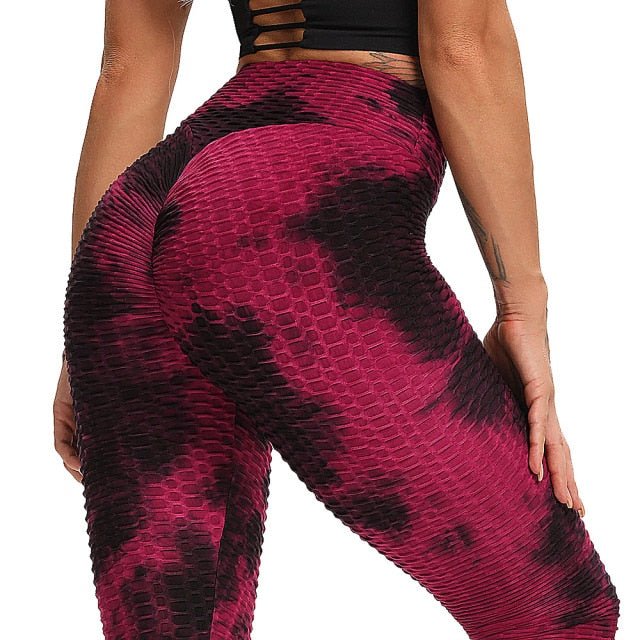 Tie-Dye Honeycomb Anti-Cellulite Gym Leggings - Flamin' Fitness