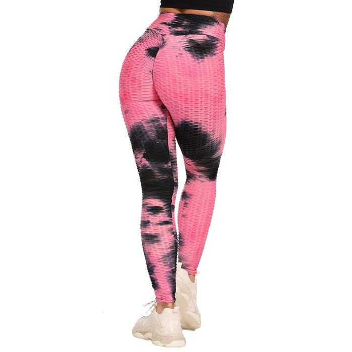 Tie-Dye Honeycomb Anti-Cellulite Gym Leggings - Flamin' Fitness