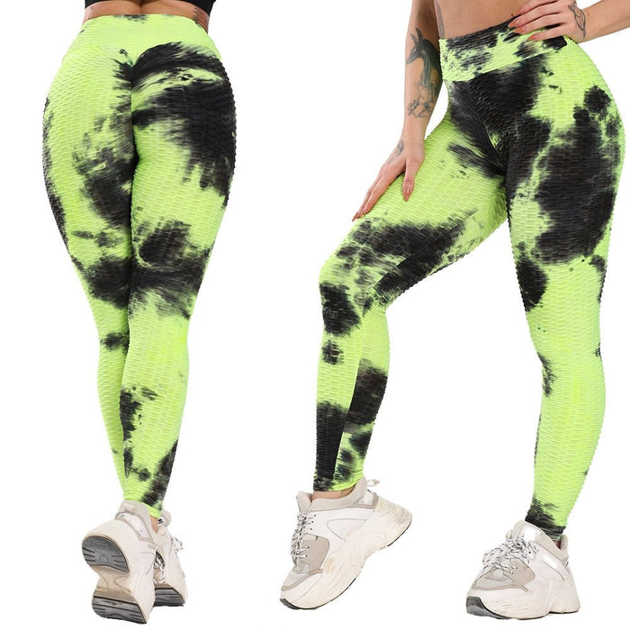 Tie-Dye Honeycomb Anti-Cellulite Gym Leggings - Flamin' Fitness