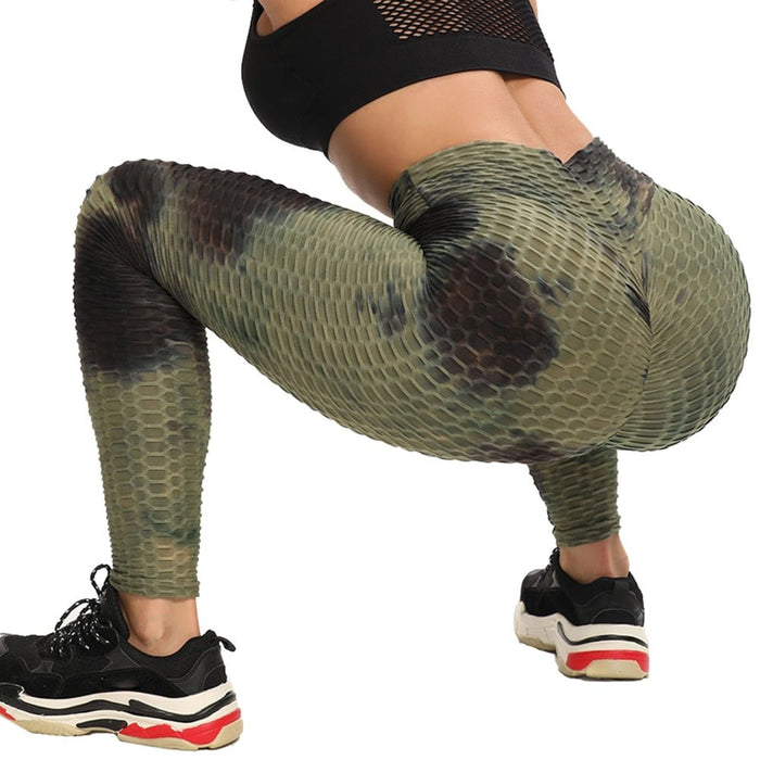 Tie-Dye Honeycomb Anti-Cellulite Gym Leggings - Flamin' Fitness