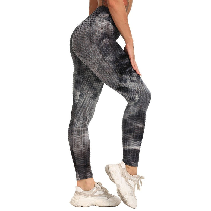 Tie-Dye Honeycomb Anti-Cellulite Gym Leggings - Flamin' Fitness