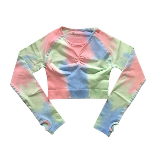 Two-Tone Tie Dye Long-Sleeve Top - Flamin' Fitness